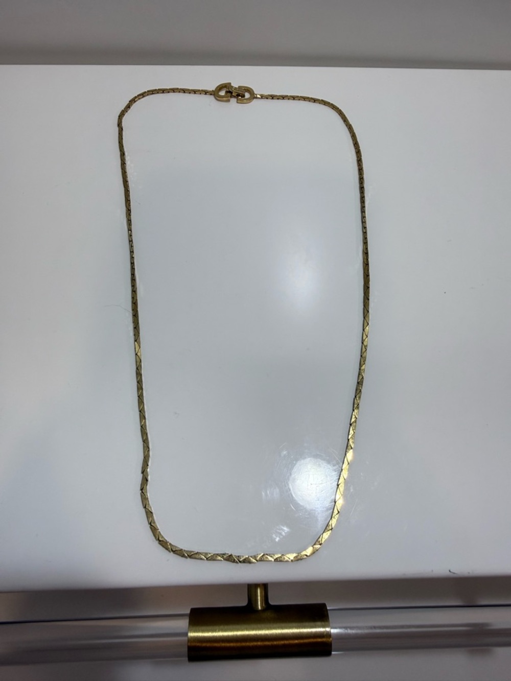 Christian Dior Gold Plated Necklace Herringbone Style